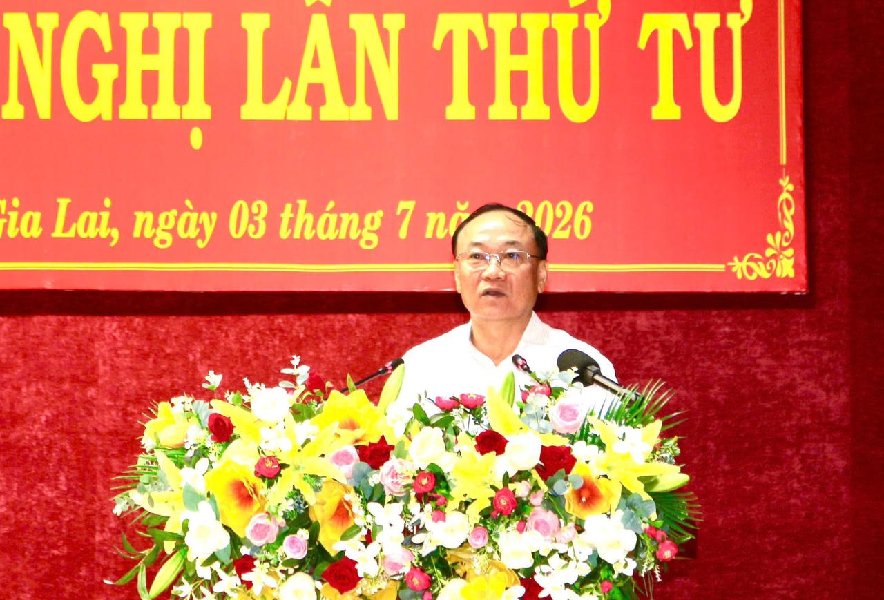 Ông Thái Đại Ngọc - Bí thư Tỉnh ủy Gia Lai phát biểu tại hội nghị. (Ảnh: Ngọc Minh)