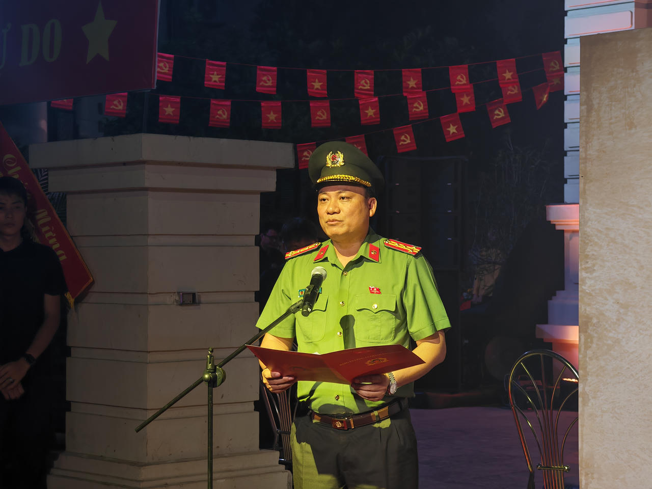 Đại tá Nguyễn Tiến Đạt, Phó Giám đốc Công an TP Hà Nội phát biểu tại Chương trình.&nbsp;