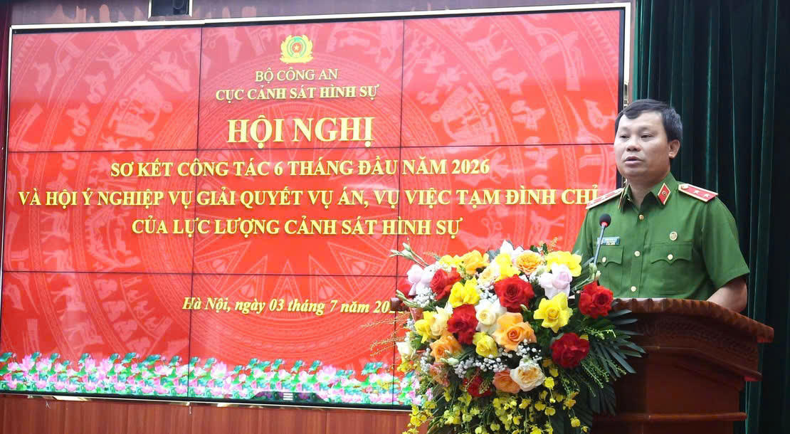 Ngày 03/7, Trung tướng Trần Ngọc Hà - Cục trưởng Cục Cảnh sát hình sự (C02, Bộ Công an) phát biểu tại Hội nghị sơ kết 6 tháng đầu năm 2026.