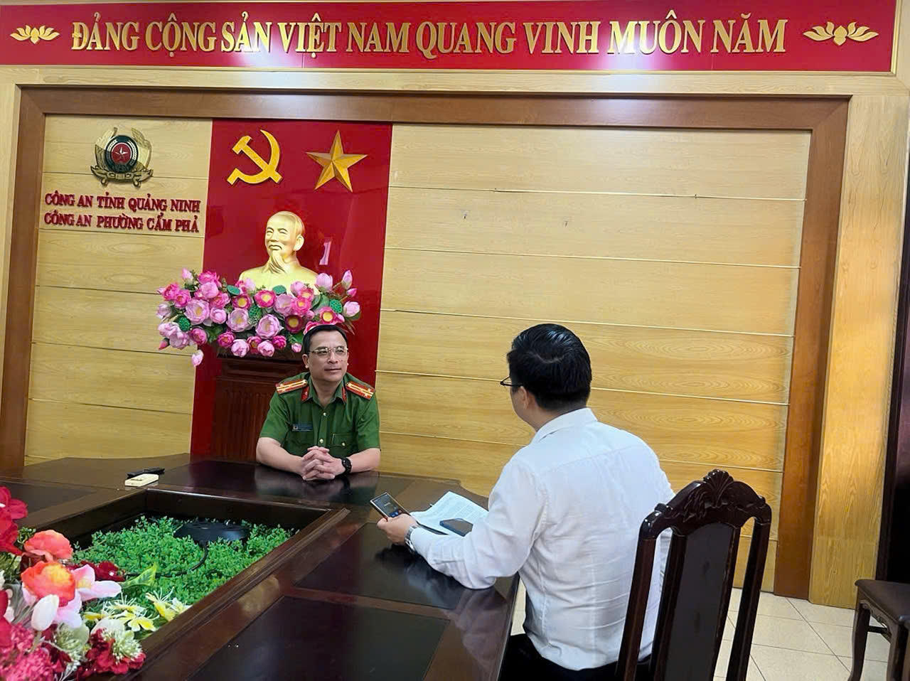 Thượng tá Nguyễn Văn Hưởng - Trưởng Công an phường Cẩm Phả (tỉnh Quảng Ninh) chia sẻ về hiệu quả trong công tác phòng ngừa tội phạm trên địa bàn.
