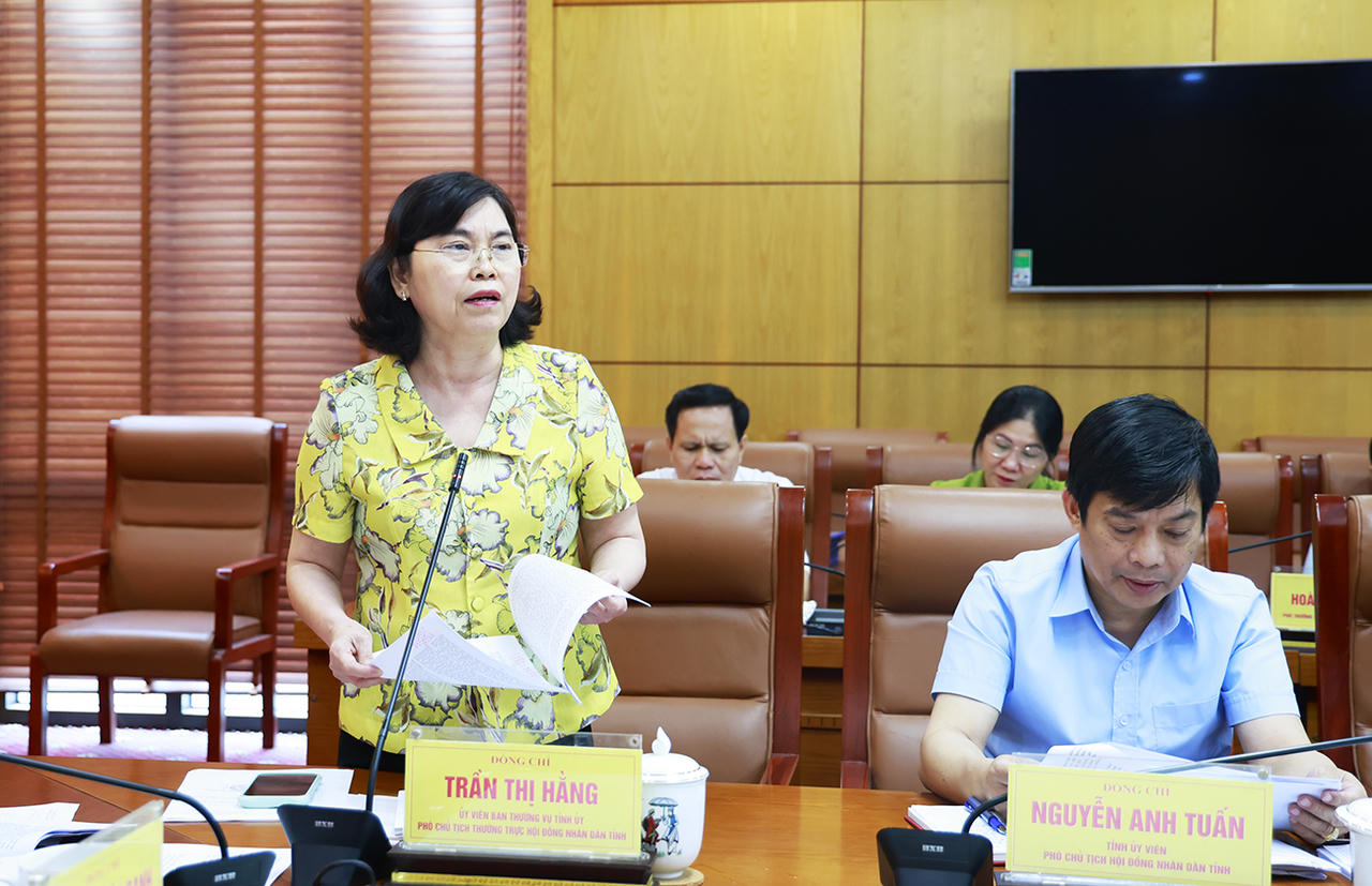 Phó Chủ tịch Thường trực HĐND tỉnh Trần Thị Hằng phát biểu tại hội nghị