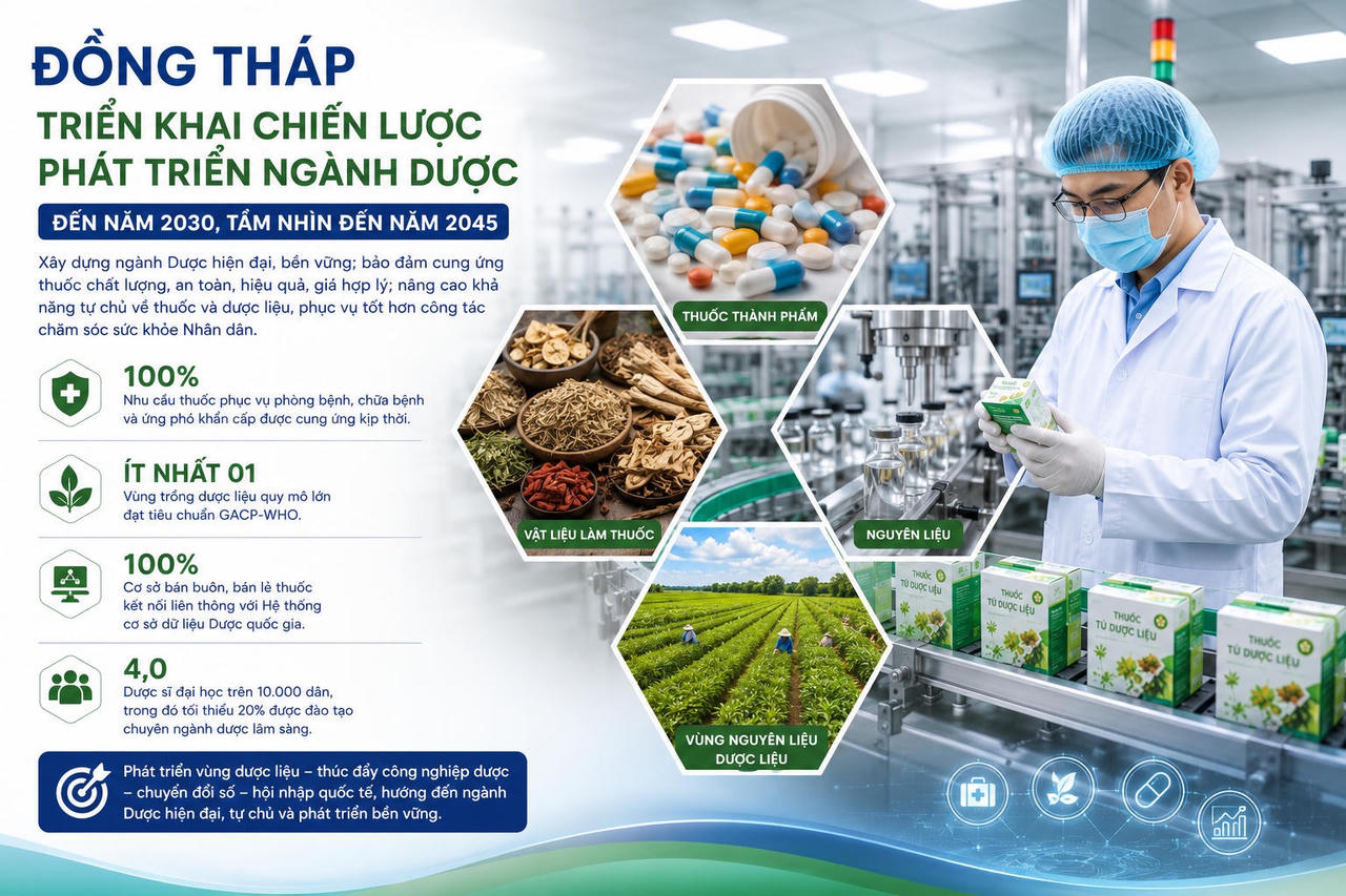 Đồng Tháp phát triển ngành dược, hướng tới hình thành chuỗi giá trị dược liệu – dược phẩm