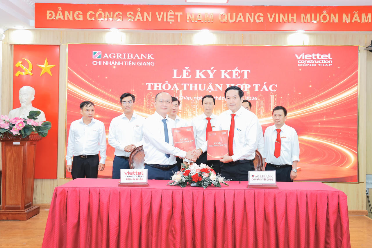 Agribank Tiền Giang và Viettel Construction Đồng Tháp ký kết hợp tác chiến lược, thúc đẩy chuyển đổi số và tín dụng xanh