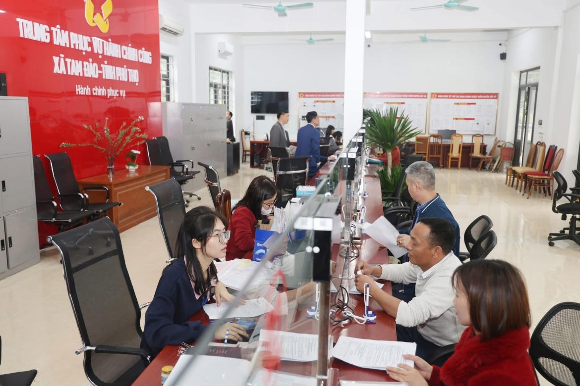 Trung tâm phục vụ hành chính công xã Tam Đảo (Ảnh : Phi Long)
