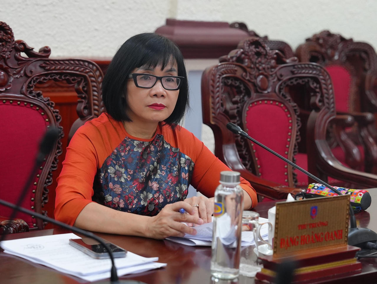 Thứ trưởng Đặng Hoàng Oanh tại buổi làm việc.