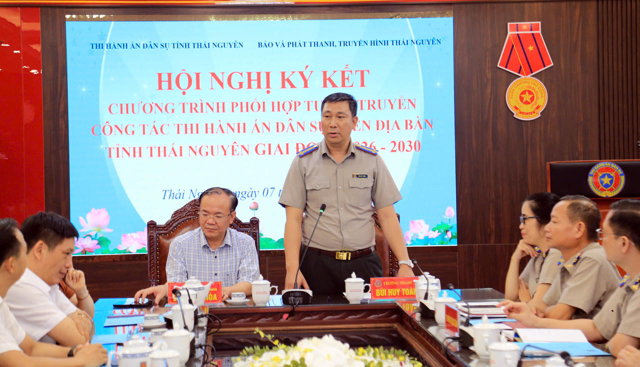 Đồng chí Bùi Huy Toàn, Trưởng THADS tỉnh Thái Nguyên phát biểu