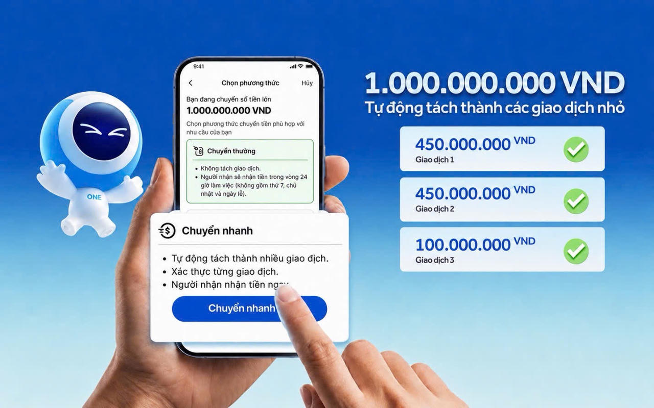 ACB nâng cấp tính năng gợi ý tách lệnh cho giao dịch từ 500 triệu đồng trên ACB ONE