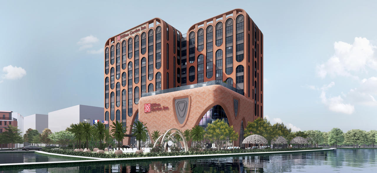 Hilton Garden Inn lấy cảm hứng từ di sản và kiến trúc Nam Bộ để hình thành một diện mạo vừa hiện đại vừa giàu bản sắc.