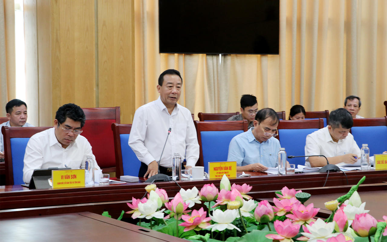 Phó Chủ tịch UBND tỉnh Nghệ An - ông Nguyễn Văn Đệ phát biểu tại buổi làm việc