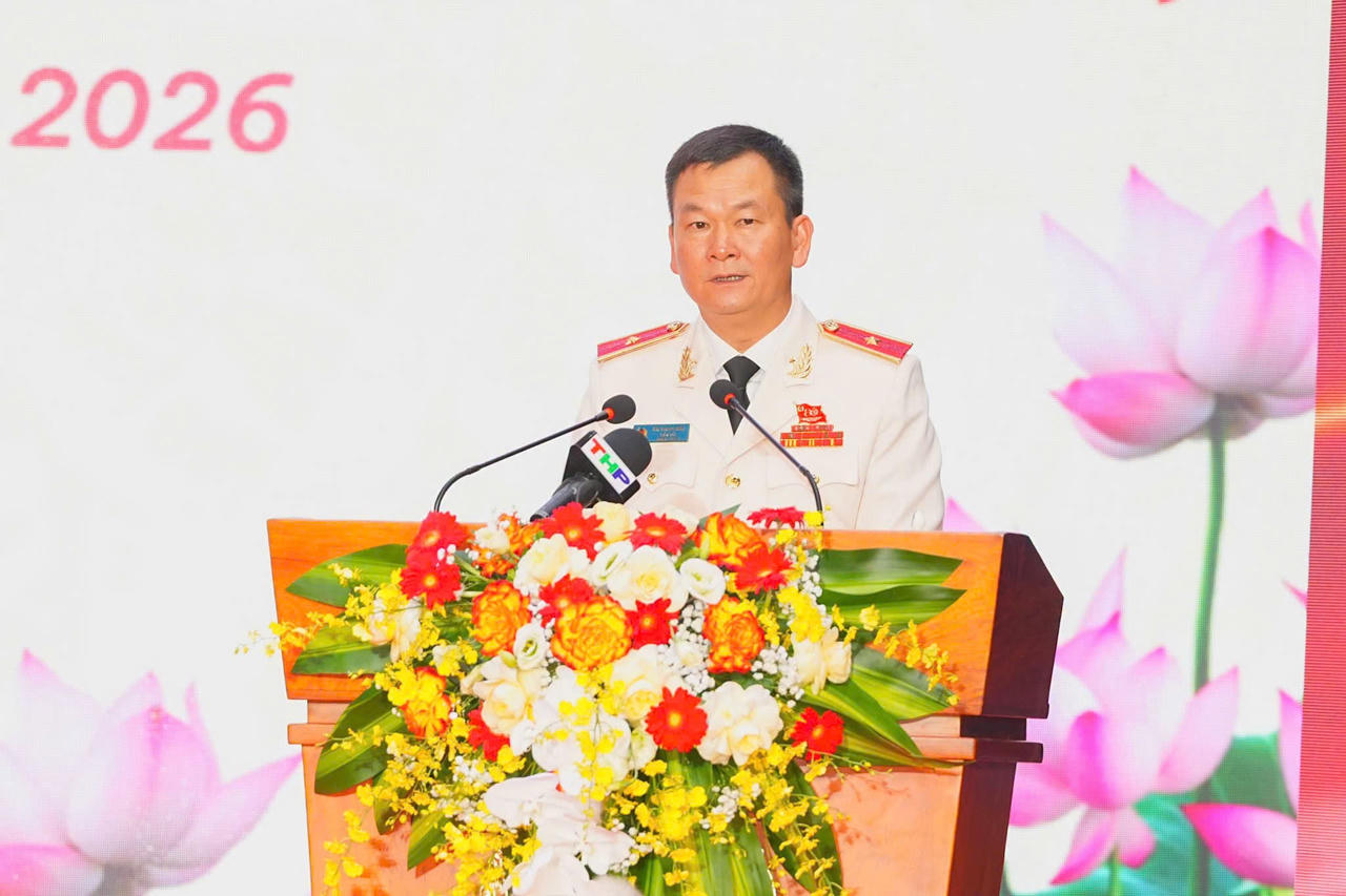 Thiếu tướng Bùi Quang Bình, Giám đốc Công an TP phát biểu tại Lễ kỷ niệm.