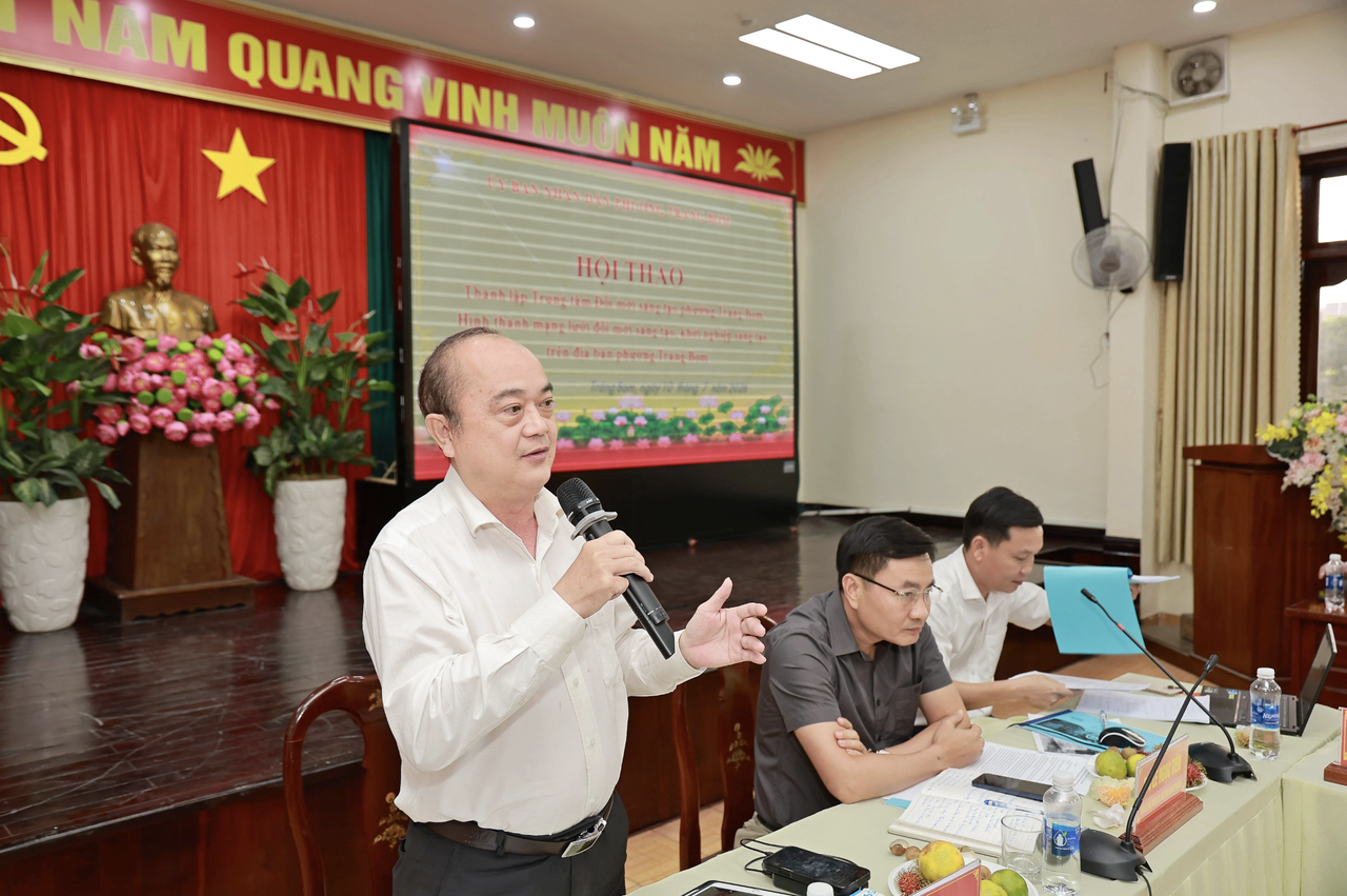 Ông Võ Hoàng Khai, Phó Giám đốc Sở Khoa học và Công nghệ thành phố Đồng Nai, phát biểu chỉ đạo và định hướng tại hội thảo.