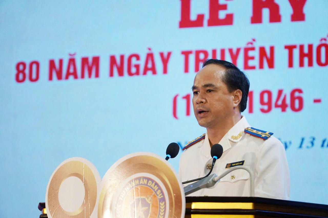 Ông Phạm Quốc Nam - Trưởng THADS tỉnh Nghệ An - trình bày diễn văn tại buổi lễ. 