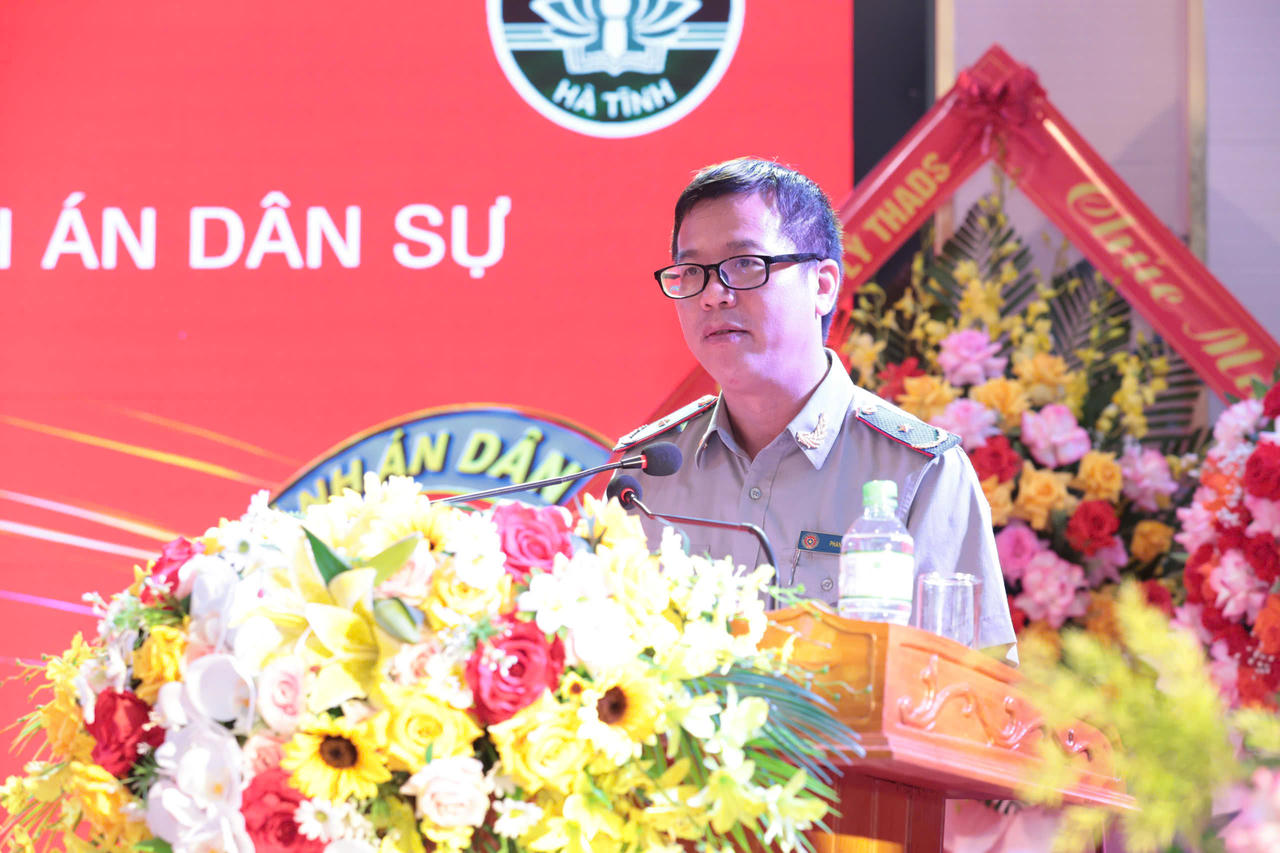 Ông Phan Huy Hiếu – Phó Cục trưởng Cục Quản lý THADS (Bộ Tư pháp) phát biểu tại lễ kỷ niệm.