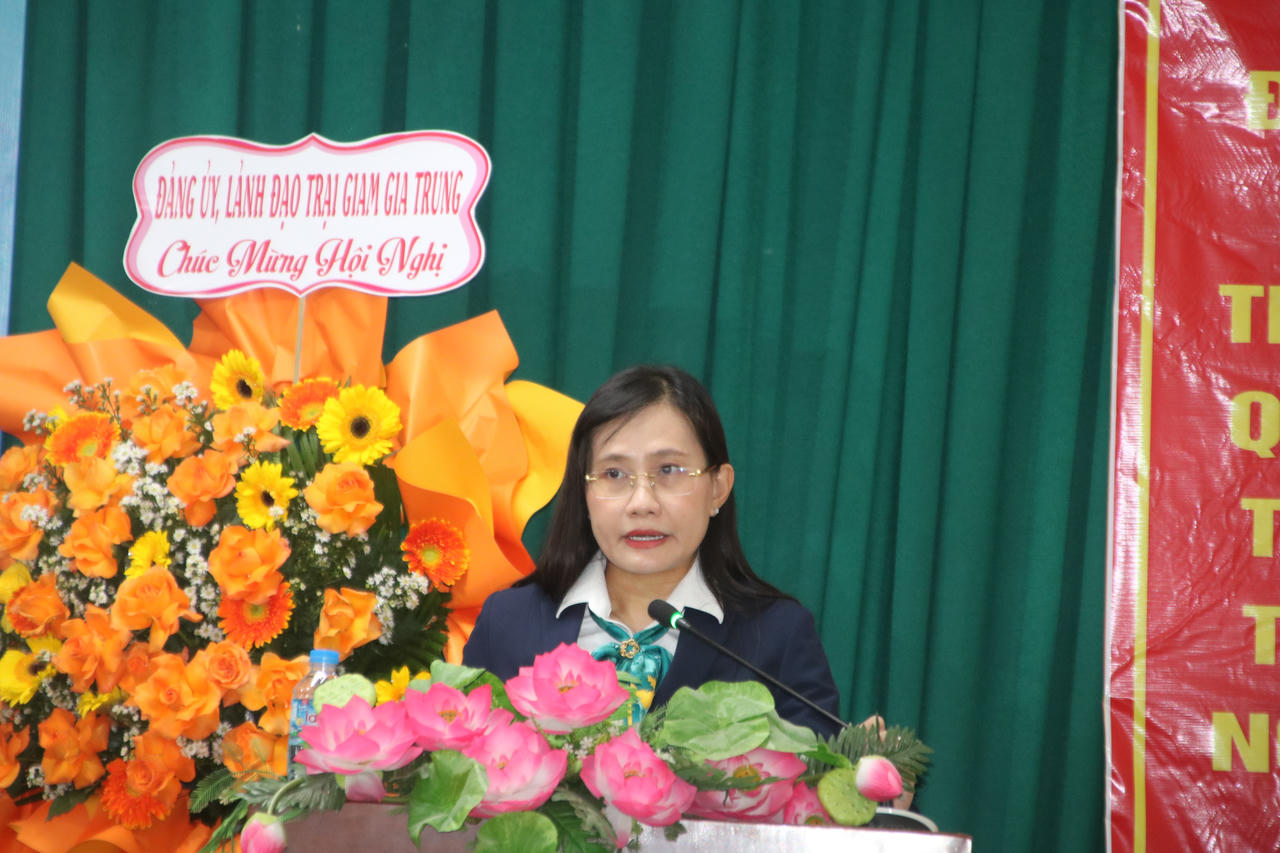 Bà Nguyễn Thị Ngọc Quỳnh - Giám đốc BIDV - Chi nhánh Bình Định phát biểu tại Hội nghị.