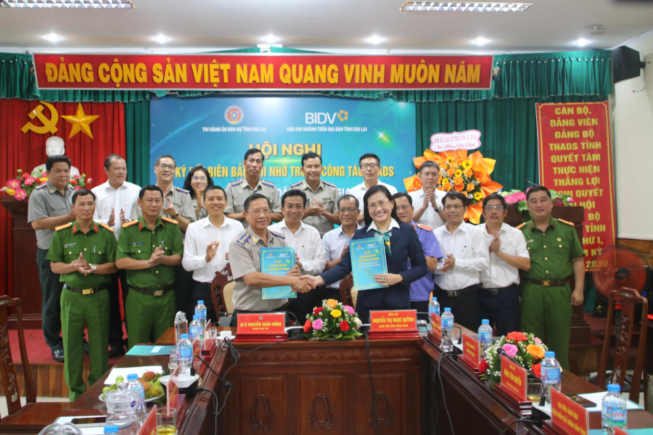 Thi hành án dân sự tỉnh Gia Lai ký kết Biên bản ghi nhớ với các Chi nhánh BIDV trên địa bàn