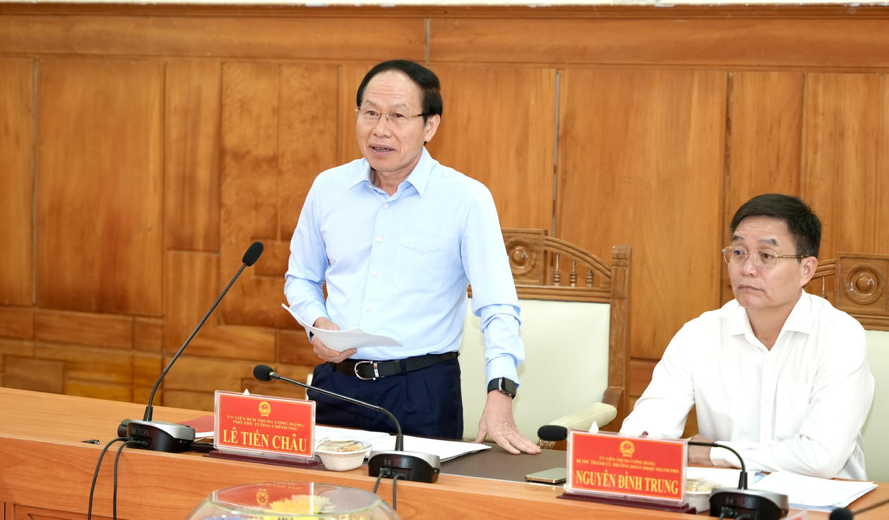 Phó Thủ tướng Chính phủ Lê Tiến Châu phát biểu kết luận tại buổi làm việc. (Ảnh: Ngọc Hiếu)