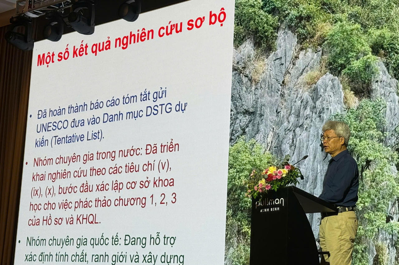 PGS.TS Trần Tân Văn, nguyên Viện trưởng Viện Khoa học địa chất và Khoáng sản Báo cáo kết quả nghiên cứu sơ bộ và cơ sở khoa học xác lập giá trị nổi bật toàn cầu