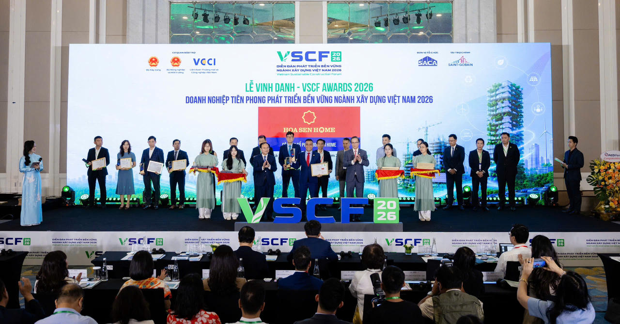 Top 17 Doanh nghiệp Tiên phong Phát triển Bền vững ngành Xây dựng Việt Nam của VSCF Award 2026.