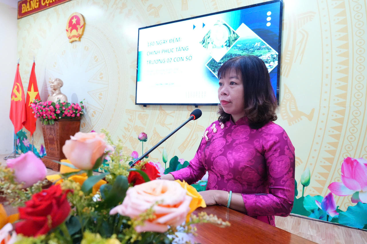 Bà Trương Thị Thúy Ức - Chủ tịch UBND phường Tam Quan phát biểu tại lễ phát động.
