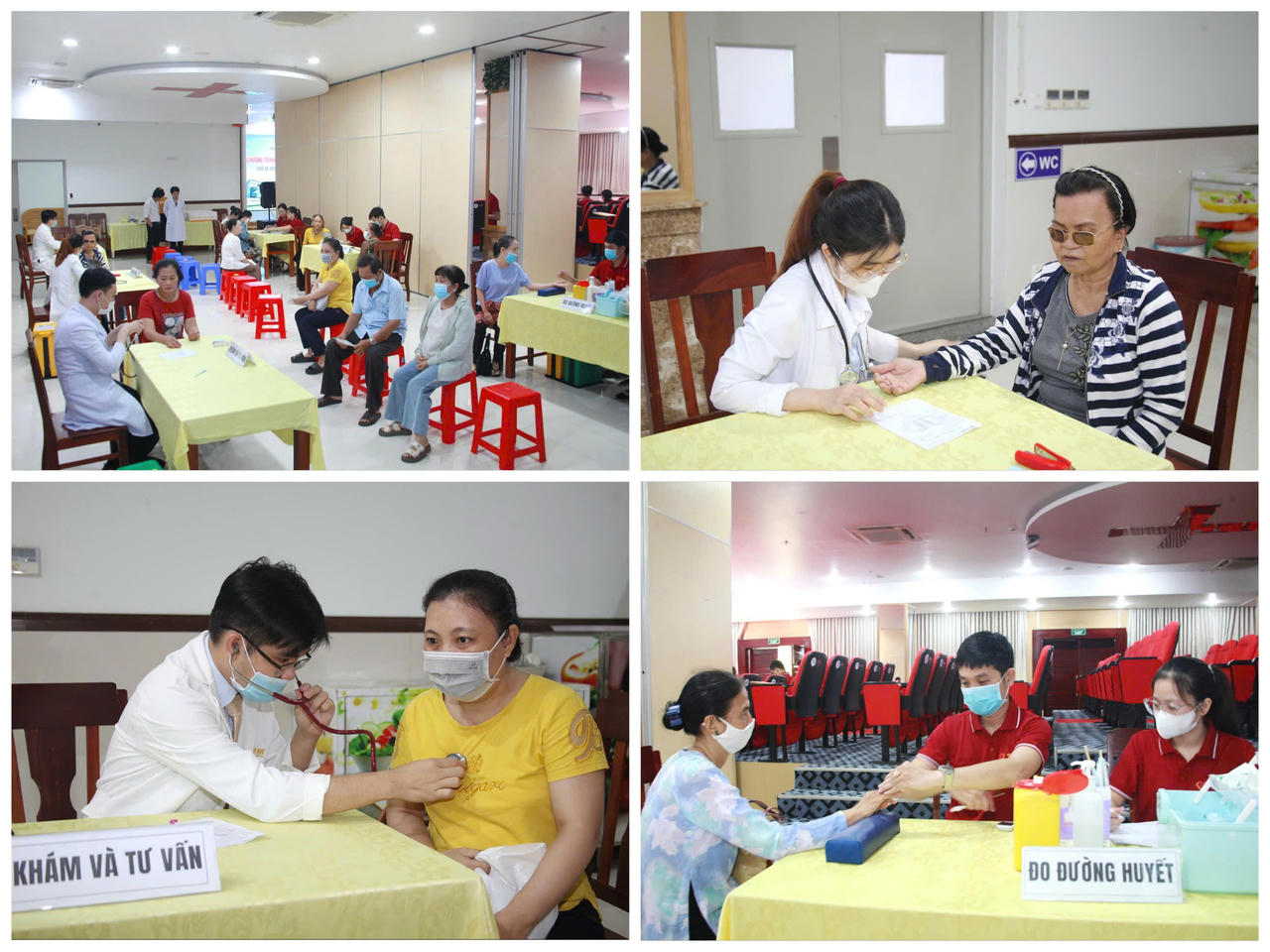 Người dân được đo huyết áp, đo đường huyết, đo điện tim và khám, tư vấn miễn phí nhằm phát hiện sớm các yếu tố nguy cơ và chủ động bảo vệ sức khỏe (Ảnh: Trọng Nghĩa).