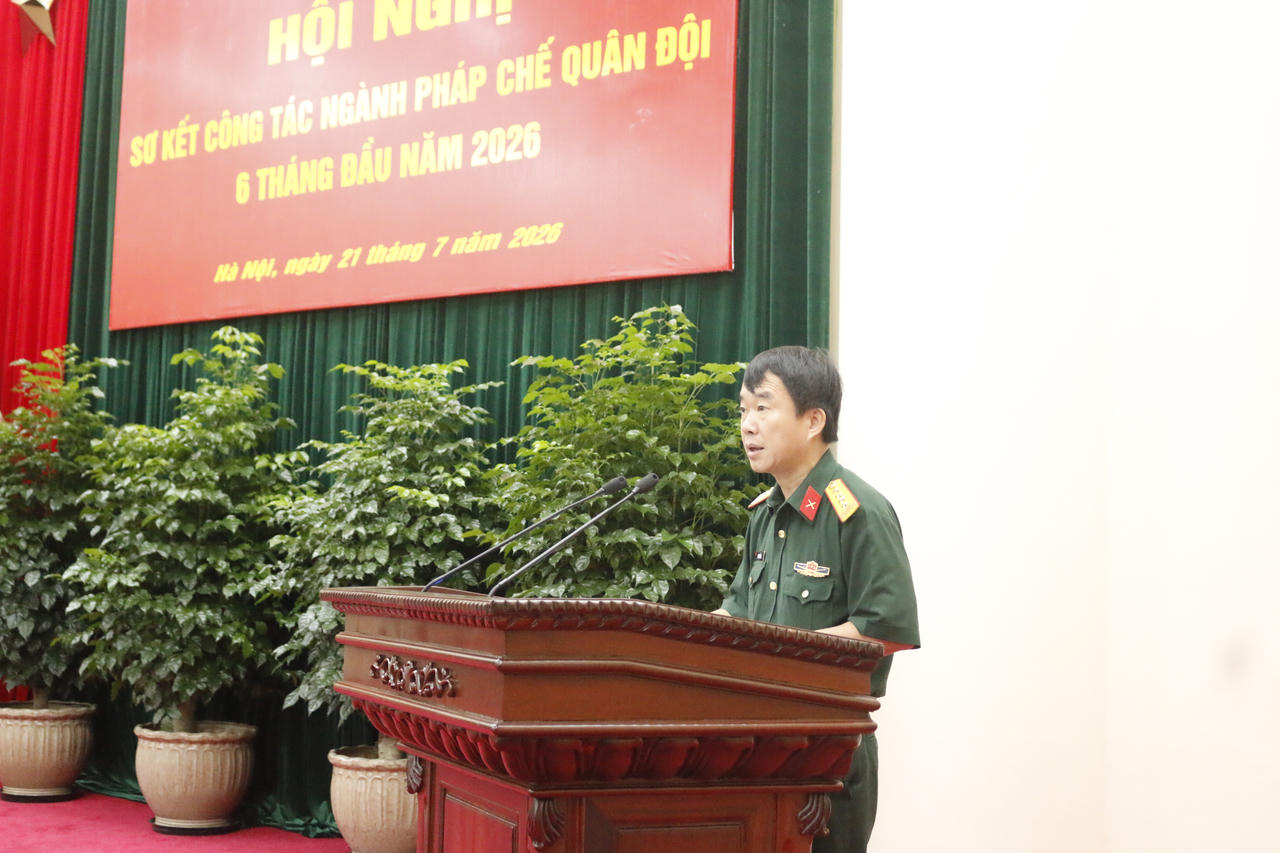 Đại tá Phạm Hải An - Phó tham mưu trưởng Bộ tư lệnh 86 phát biểu tại hội nghị.