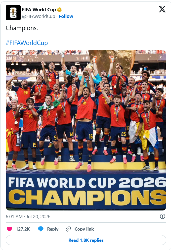 Bài đăng của FIFA trên mạng xã hội (Ảnh chụp màn hình)