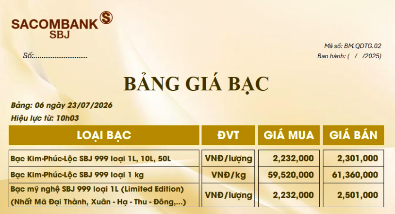 Giá bạc ngày 23/7: Bạc thế giới và bạc trong nước cùng 'đi lên'