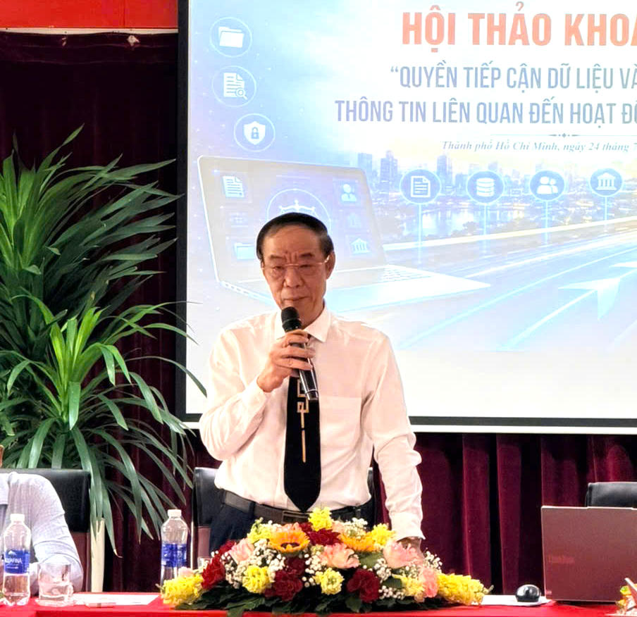 Ông Nguyễn Trường Thiệp, Phó Giám đốc Học viện Tư pháp phát biểu tại Hội thảo. Ảnh: HVTP
