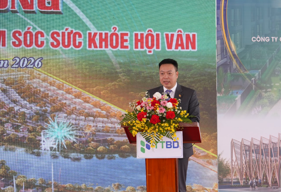 Ông Đặng Trung Kiên, Chủ tịch HĐQT Công ty cổ phần Tập đoàn Trường Thành Việt Nam phát biểu tại Lễ khởi công.