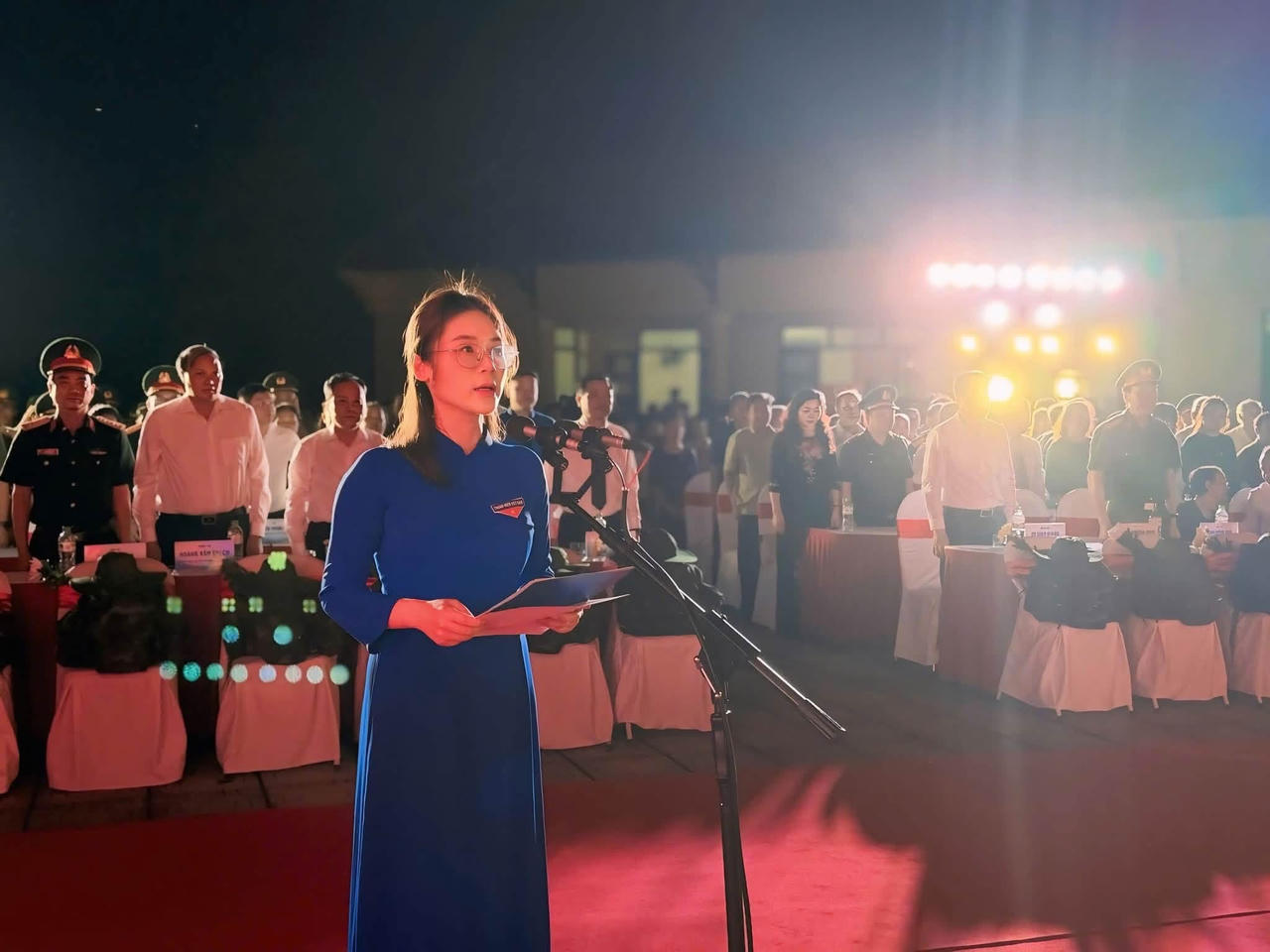 Bà Nguyễn Thị Hương Nhung, Bí thư Tỉnh Đoàn Cao Bằng phát biểu tại buổi lễ. (Ảnh: PV)