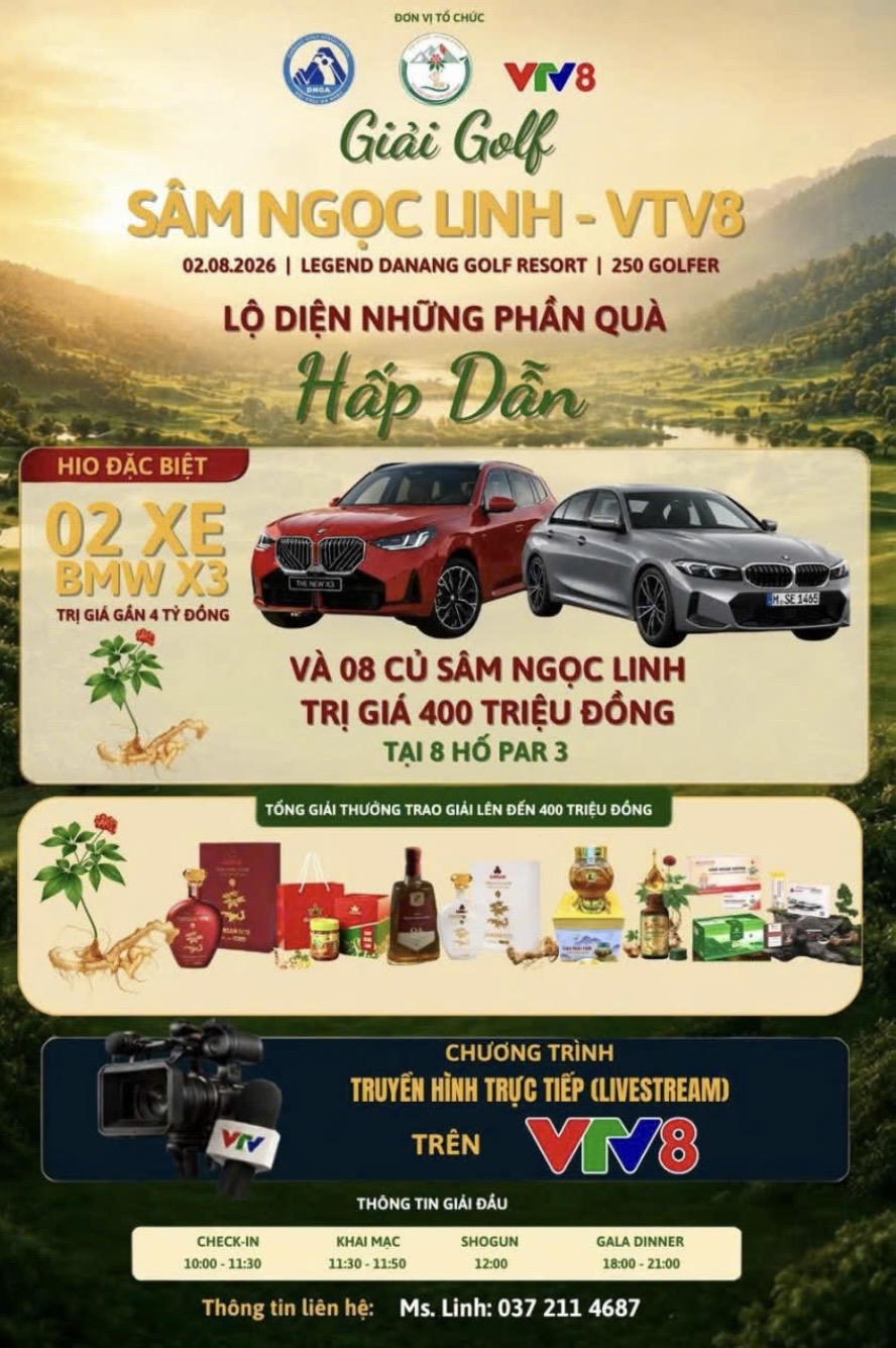 Các phần quà của Giải Golf Sâm Ngọc Linh - VTV8 đang dần được Ban tổ chức công bố.