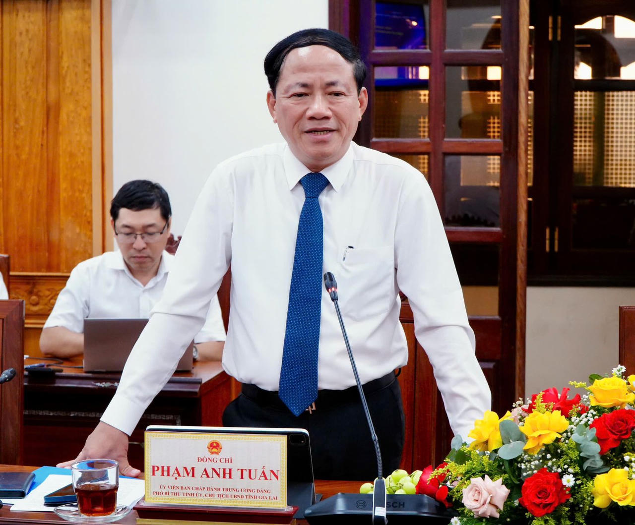 Ông Phạm Anh Tuấn - Chủ tịch UBND tỉnh Gia Lai cam kết tỉnh sẽ luôn đồng hành, tạo mọi điều kiện thuận lợi để doanh nghiệp đầu tư, phát triển trên địa bàn. (Ảnh: Ngọc Minh)