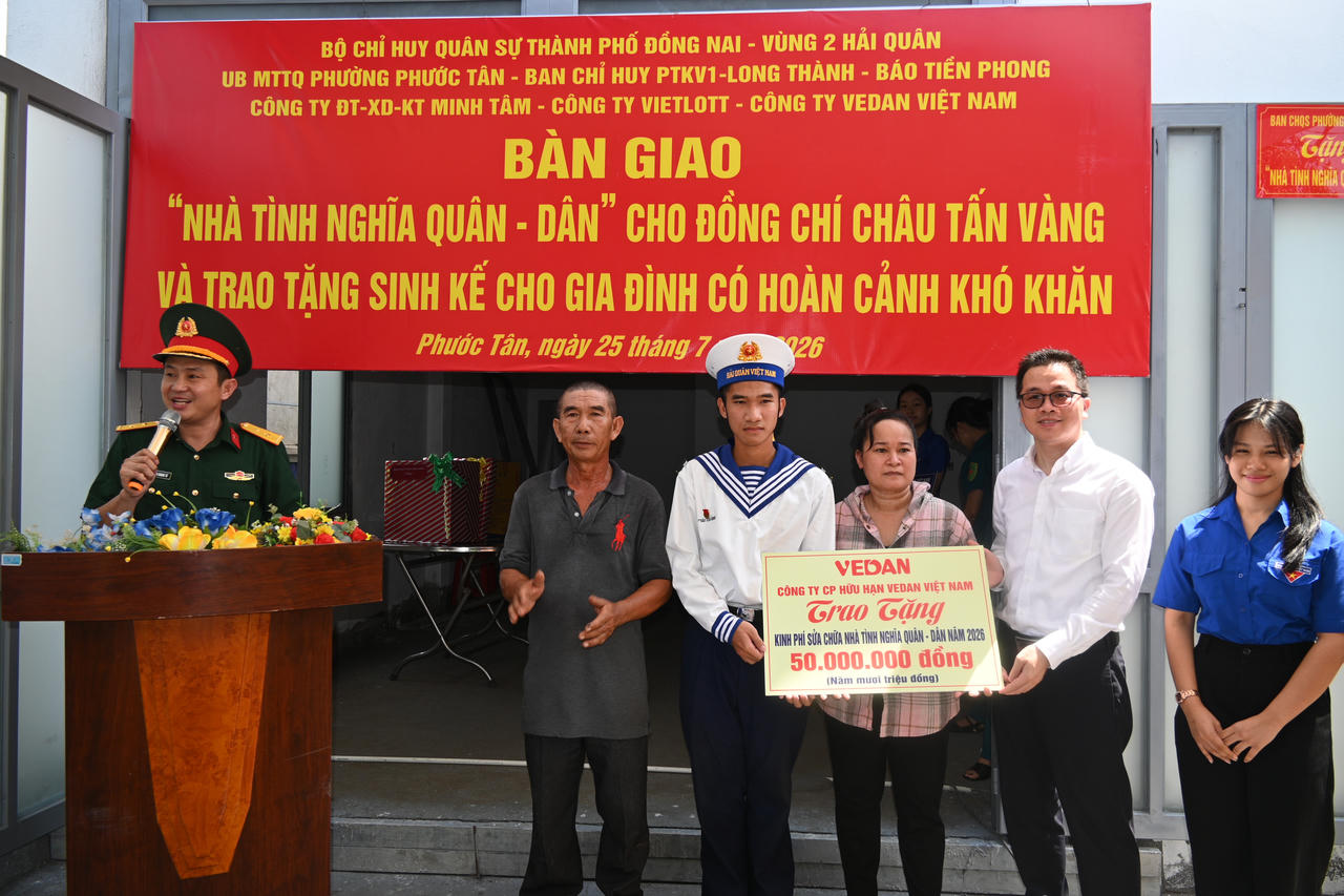 Vedan đồng hành xây dựng “Nhà tình nghĩa quân - dân” cho gia đình chiến sĩ Hải quân