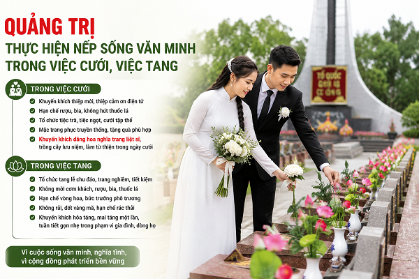 Quảng Trị khuyến khích cô dâu, chú rể dâng hoa tại nghĩa trang liệt sĩ, làm từ thiện trong ngày cưới