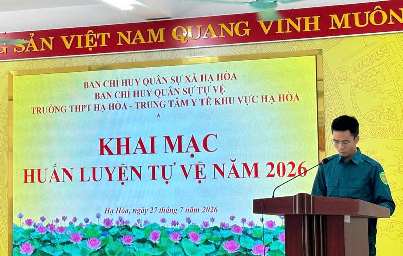 Khai mạc huấn luyện tự vệ năm 2026 tại Trung tâm Y tế khu vực Hạ Hòa (Ảnh: TTYT Hạ Hòa).