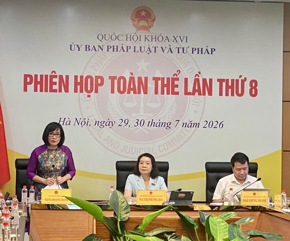 Thứ trưởng Bộ Tư pháp Đặng Hoàng Oanh phát biểu