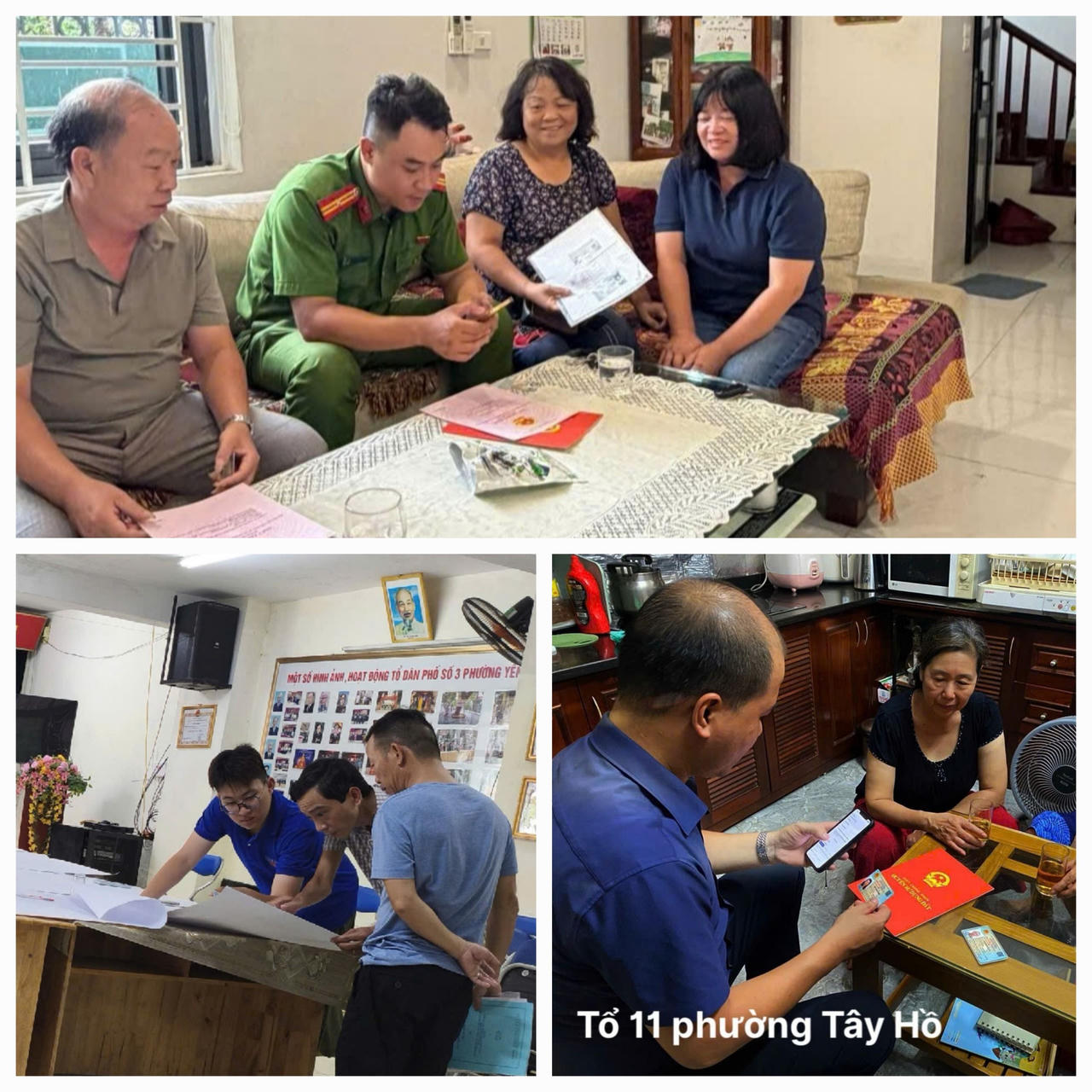 Tại phường Tây Hồ, người dân trực tiếp đến các điểm Nhà văn hoá hoặc cán bộ chiến sỹ, các bác Tổ trưởng, tổ phó dân phố sẽ đến từng nhà để cập nhật dữ liệu đất đai.