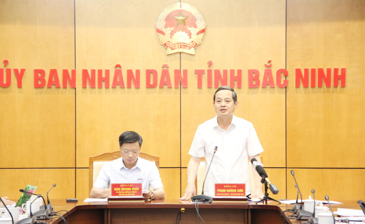  Chủ tịch UBND tỉnh Bắc Ninh Phạm Hoàng Sơn phát biểu kết luận hội nghị (ảnh Ngọc Thuý)