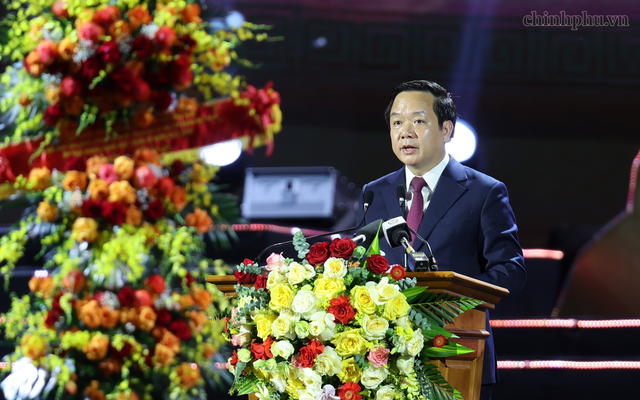 Bí thư Tỉnh ủy Hưng Yên Phạm Quang Ngọc phát biểu tại Lễ kỷ niệm (Ảnh: VGP/Phương Nguyên)