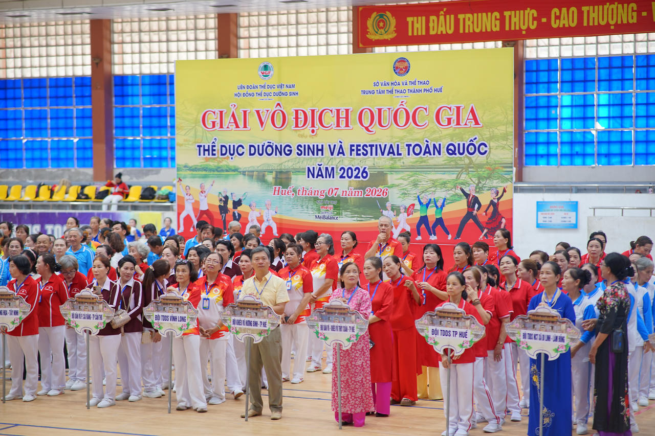 Khai mạc Giải vô địch quốc gia Thể dục dưỡng sinh và Festival toàn quốc 2026 tại TP Huế