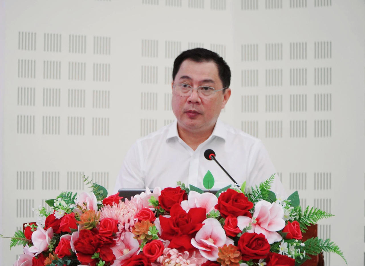 Ông Võ Minh Trung, Giám đốc Sở Khoa học và Công nghệ tỉnh An Giang phát biểu khai mạc hội nghị