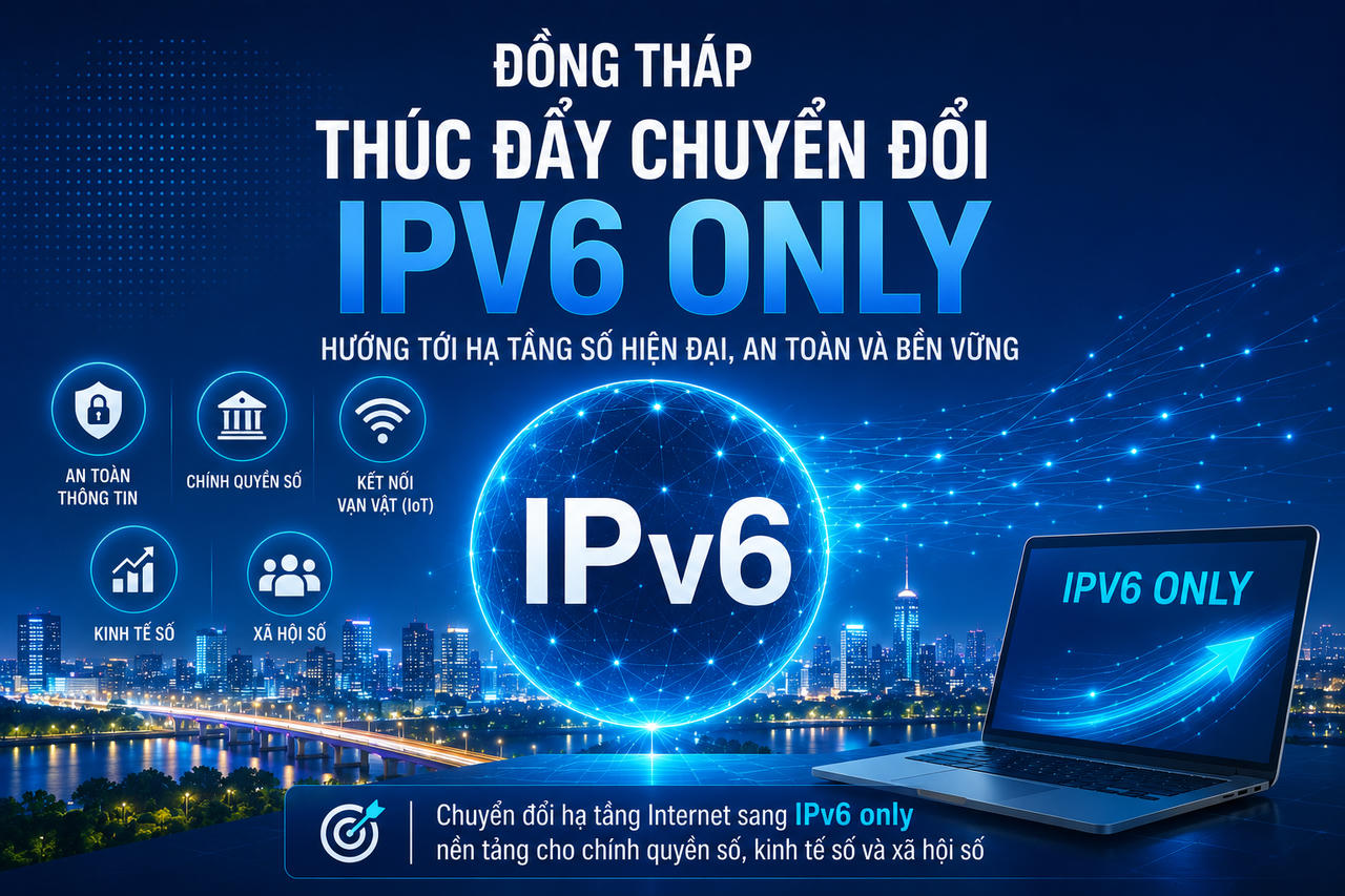 Đồng Tháp thúc đẩy chuyển đổi IPv6 only, hướng tới hạ tầng số hiện đại và an toàn