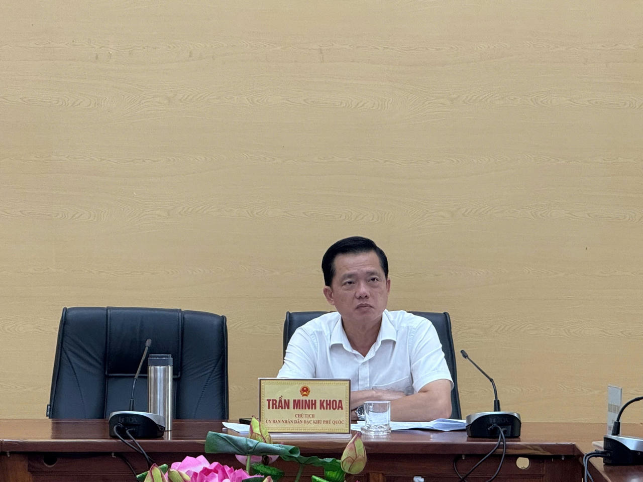 Chủ tịch UBND đặc khu Phú Quốc Trần Minh Khoa phát biểu