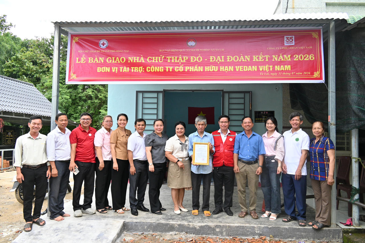 Vedan Việt Nam trao tặng nhà Chữ thập đỏ - Đại đoàn kết tại xã Tà Lài (TP Đồng Nai)
