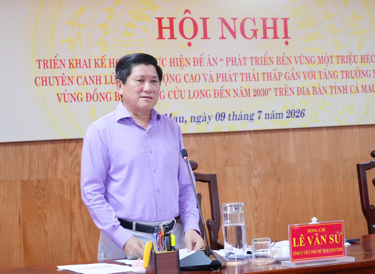 Ông Lê Văn Sử - Phó Chủ tịch UBND tỉnh Cà Mau, phát biểu kết luận Hội nghị (Ảnh: Trọng Nghĩa).