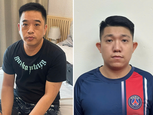 Các đối tượng Huang Limin Quốc tịch Trung Quốc (Lão Hoàng) và Lê Trung Hiếu (Ảnh CATP)