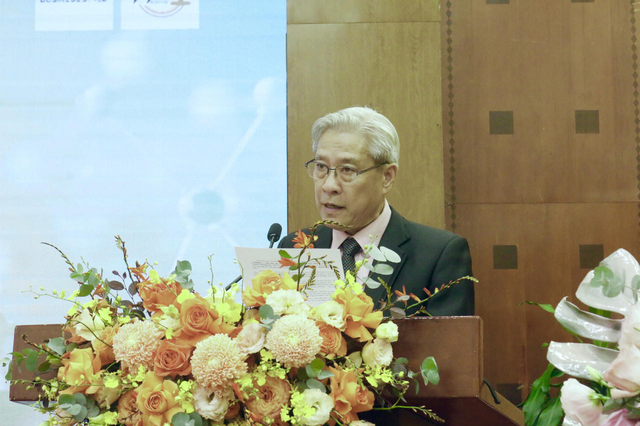 PGS.TS Lê Đức Chương, Chủ tịch Hội Khoa học Thể dục Thể thao Việt Nam phát biểu tại chương trình.