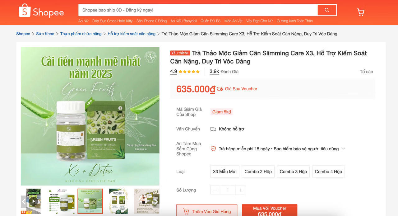 Bộ Y tế yêu cầu Lazada, Shopee gỡ bỏ thông tin sản phẩm Slimaura Care x3