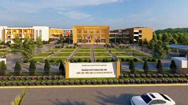 Phối cảnh Trường Nội trú Tiểu học và Trung học cơ sở xã Khuất Xá.