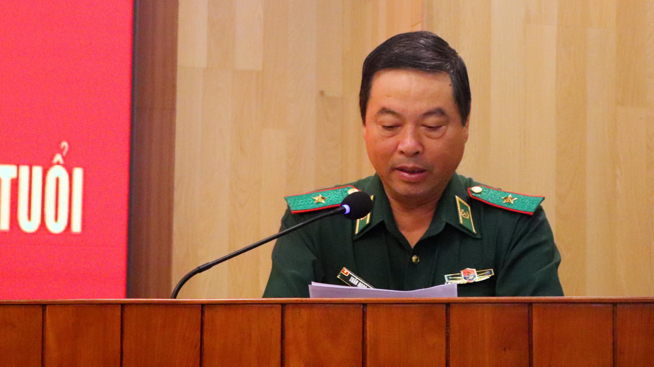 Thiếu tướng Trần Ngọc Hữu, Phó Tư lệnh Bộ đội Biên phòng phát biểu chỉ đạo. (Ảnh: Phạm Oanh)
